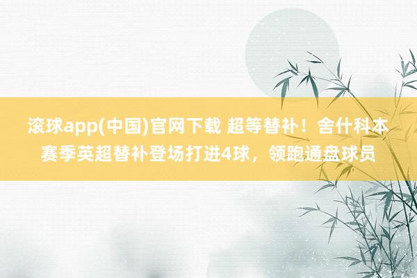 滚球app(中国)官网下载 超等替补！舍什科本赛季英超替补登场打进4球，领跑通盘球员