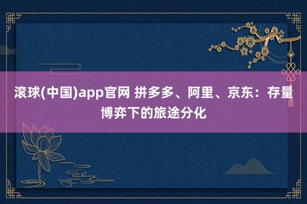 滚球(中国)app官网 拼多多、阿里、京东：存量博弈下的旅途分化