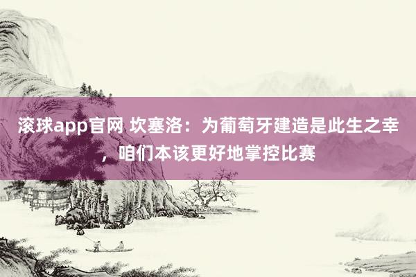 滚球app官网 坎塞洛：为葡萄牙建造是此生之幸，咱们本该更好地掌控比赛