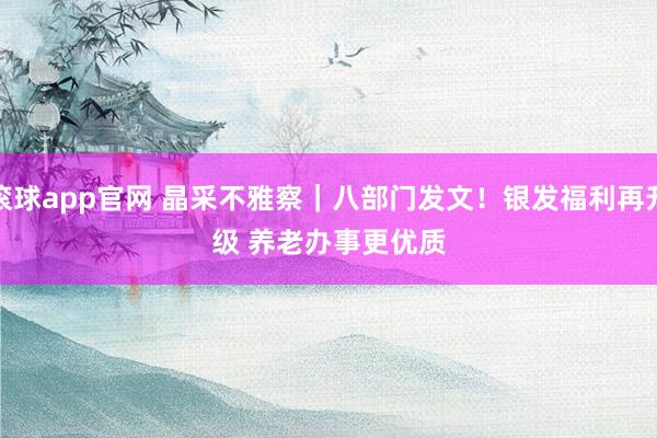 滚球app官网 晶采不雅察｜八部门发文！银发福利再升级 养老办事更优质