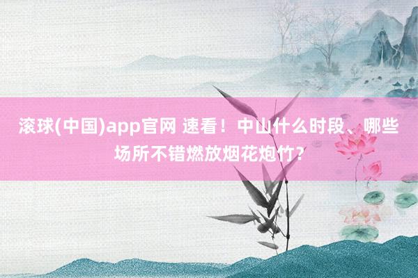 滚球(中国)app官网 速看！中山什么时段、哪些场所不错燃放烟花炮竹？
