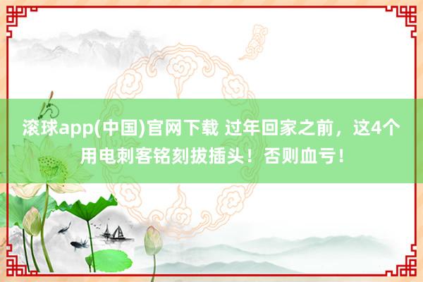 滚球app(中国)官网下载 过年回家之前，这4个用电刺客铭刻拔插头！否则血亏！