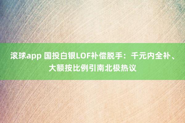滚球app 国投白银LOF补偿脱手：千元内全补、大额按比例引南北极热议