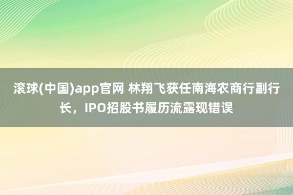 滚球(中国)app官网 林翔飞获任南海农商行副行长，IPO招股书履历流露现错误