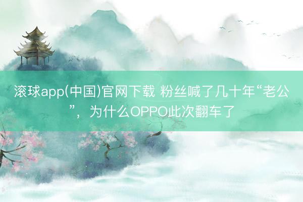 滚球app(中国)官网下载 粉丝喊了几十年“老公”，为什么OPPO此次翻车了