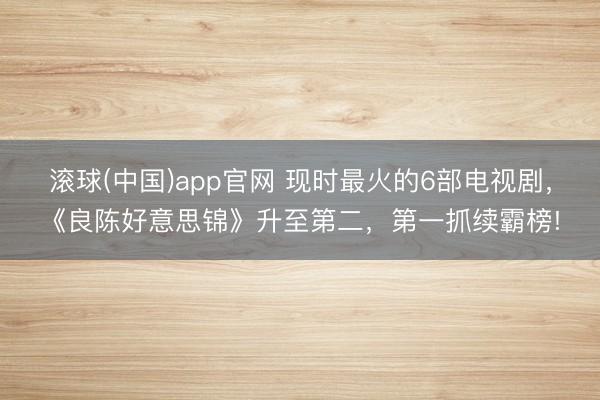 滚球(中国)app官网 现时最火的6部电视剧，《良陈好意思锦》升至第二，第一抓续霸榜!