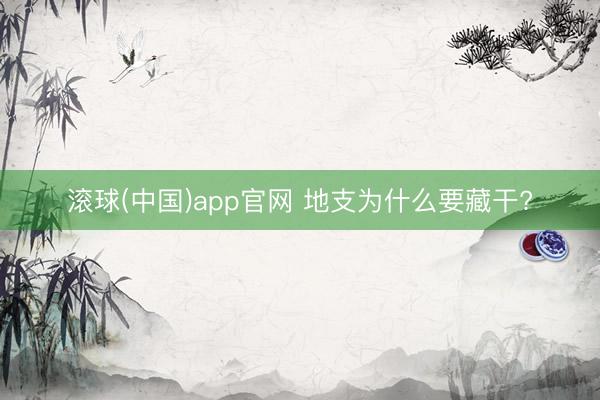 滚球(中国)app官网 地支为什么要藏干?