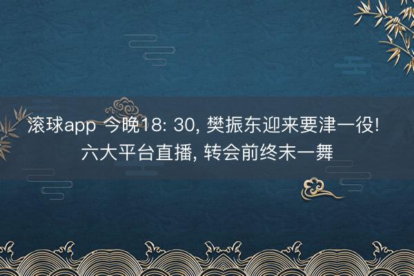 滚球app 今晚18: 30， 樊振东迎来要津一役! 六大平台直播， 转会前终末一舞