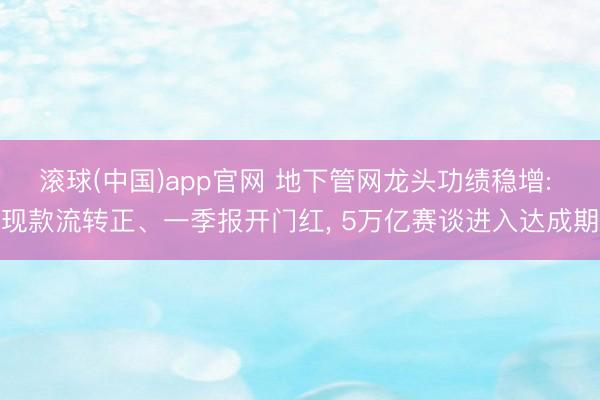 滚球(中国)app官网 地下管网龙头功绩稳增: 现款流转正、