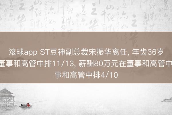 滚球app ST豆神副总裁宋振华离任， 年齿36岁在公司董事和高管中排11/13， 薪酬80万元在董事和高管中排4/10