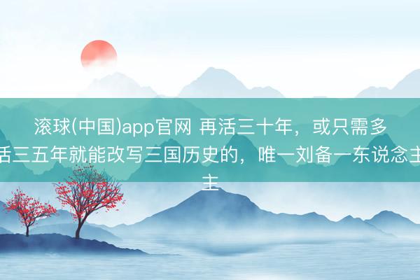 滚球(中国)app官网 再活三十年，或只需多活三五年就能改写三国历史的，唯一刘备一东说念主