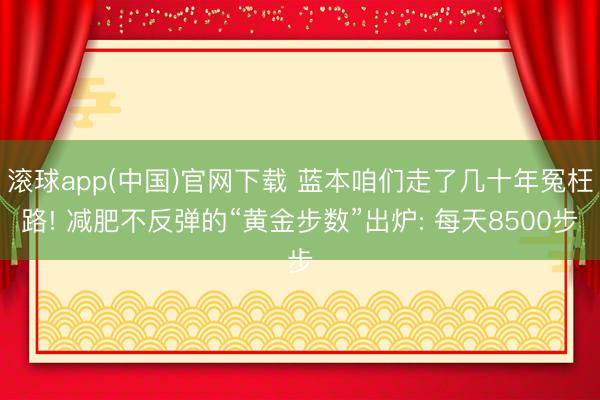 滚球app(中国)官网下载 蓝本咱们走了几十年冤枉路! 减肥不反弹的“黄金步数”出炉: 每天8500步