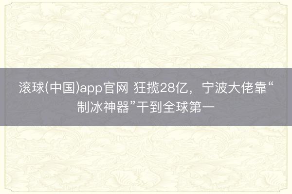 滚球(中国)app官网 狂揽28亿，宁波大佬靠“制冰神器”干到全球第一