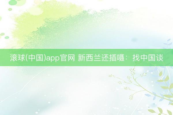 滚球(中国)app官网 新西兰还插嗫：找中国谈