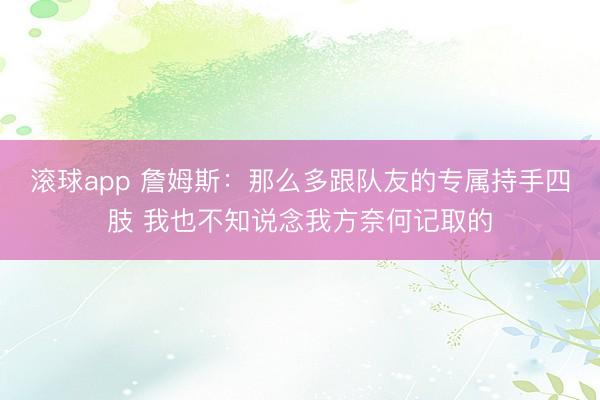 滚球app 詹姆斯：那么多跟队友的专属持手四肢 我也不知说念我方奈何记取的