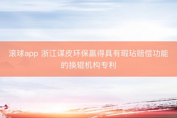 滚球app 浙江谋皮环保赢得具有瑕玷赔偿功能的换辊机构专利