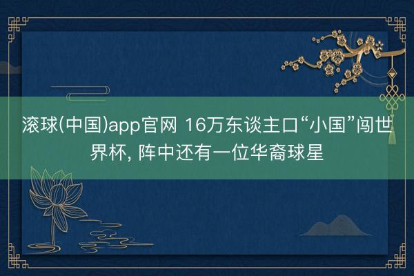 滚球(中国)app官网 16万东谈主口“小国”闯世界杯, 阵中还有一位华裔球星