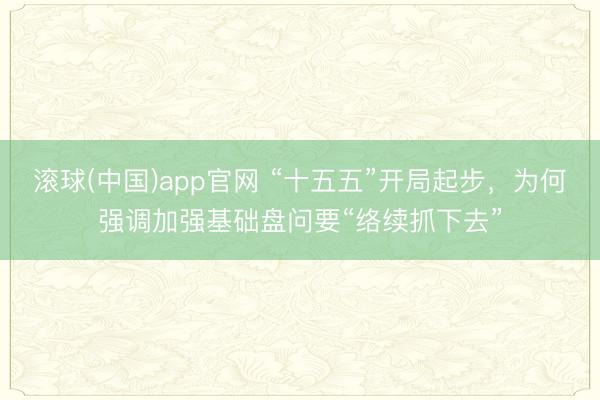 滚球(中国)app官网 “十五五”开局起步，为何强调加强基础盘问要“络续抓下去”